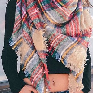 Scarf plaid brown/tan with orange